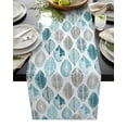 thumbnail image 1 of Table Runner Dresser Scarves 120 Inch Long, Abstract Teal Green Grey Leaves Linen Dining Table Runners Botanical Foliage on White Tabletop Scarf for Wedding Holiday Party Kitchen, 1 of 7