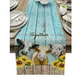 thumbnail image 1 of Table Runner Dresser Scarves 120 Inch Long, Cow Retro Wood Grain Linen Dining Table Runners Watercolor Rustic Board Tabletop Scarf for Wedding Holiday Party Kitchen, 1 of 7