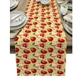 thumbnail image 1 of Table Runner Dresser Scarves 120 Inch Long, Farm Red Apples and Ladybird Linen Dining Table Runners Rustic Yellow Texture Tabletop Scarf for Wedding Holiday Party Kitchen, 1 of 7