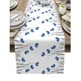 thumbnail image 1 of Table Runner Dresser Scarves 120 Inch Long, Geometric Navy Blue Flower on White Linen Dining Table Runners Garden Floral Art Tabletop Scarf for Wedding Holiday Party Kitchen, 1 of 7