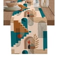 thumbnail image 1 of Table Runner Dresser Scarves 120 Inch Long, Mid Century Abstract Geometric Art Linen Dining Table Runners Botanical Leaves Stripes Arches Tabletop Scarf for Wedding Holiday Party Kitchen, 1 of 7
