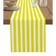 thumbnail image 1 of Table Runner Dresser Scarves 120 Inch Long,Minimalist Modern Yellow White Stripe Linen Dining Table Runners Simple Line Texture Tabletop Scarf for Wedding Holiday Party Kitchen, 1 of 9