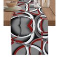 thumbnail image 1 of Table Runner Dresser Scarves 120 Inch Long, Modern Abstract Splicing Circle Art Linen Dining Table Runners Red Grey White Tabletop Scarf for Wedding Holiday Party Kitchen, 1 of 7