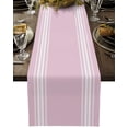 thumbnail image 1 of Table Runner Dresser Scarves 120 Inch Long, Rustic Modern Minimalist Art Linen Dining Table Runners White Stripe Line on Pink Tabletop Scarf for Wedding Holiday Party Kitchen, 1 of 9