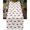 thumbnail image 1 of Table Runner Dresser Scarves 120 Inch Long, Seamless Red Cherry with Green Leaves Linen Dining Table Runners Fruit Texture on White Tabletop Scarf for Wedding Holiday Party Kitchen, 1 of 7