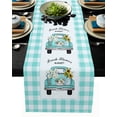 thumbnail image 1 of Table Runner Dresser Scarves 120 Inch Long, Teal Green and White Buffalo Plaid Car Linen Dining Table Runners Spring Sunflower Daisy Tabletop Scarf for Wedding Holiday Party Kitchen, 1 of 7