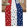 thumbnail image 1 of Table Runner Dresser Scarves 120 Inch Long, White Red Blue Stripes and Stars Linen Dining Table Runners American Flag Independence Day Tabletop Scarf for Wedding Holiday Party Kitchen, 1 of 7