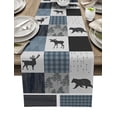 thumbnail image 1 of Table Runner Dresser Scarves 120 Inch Long, Wild Animals Reindeer Bears Linen Dining Table Runners Retro Forest Rustic Plaid Tabletop Scarf for Wedding Holiday Party Kitchen, 1 of 7