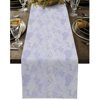 Table Runner Dresser Scarves 36 Inch Long, Abstract Floral Lavender Pattern Linen Dining Table Runners Seamless Flower on Lilac Purple Tabletop Scarf for Wedding Holiday Party Kitchen