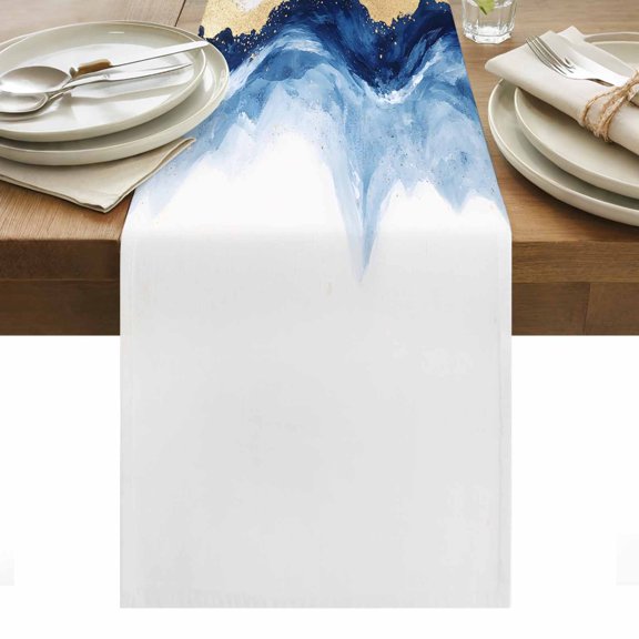 Table Runner Dresser Scarves 36 Inch Long,Abstract Ocean Rough Sea Linen Dining Table Runners