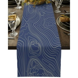 Bohemian Navy Blue Cream Table Runner 14x90 Inches Woven
