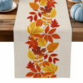 thumbnail image 1 of Table Runner Dresser Scarves 36 Inch Long,Autumn Thanksgiving Orange Maple Leaf Linen Dining Table Runners Vintage Linen Texture Tabletop Scarf for Wedding Holiday Party Kitchen, 1 of 9