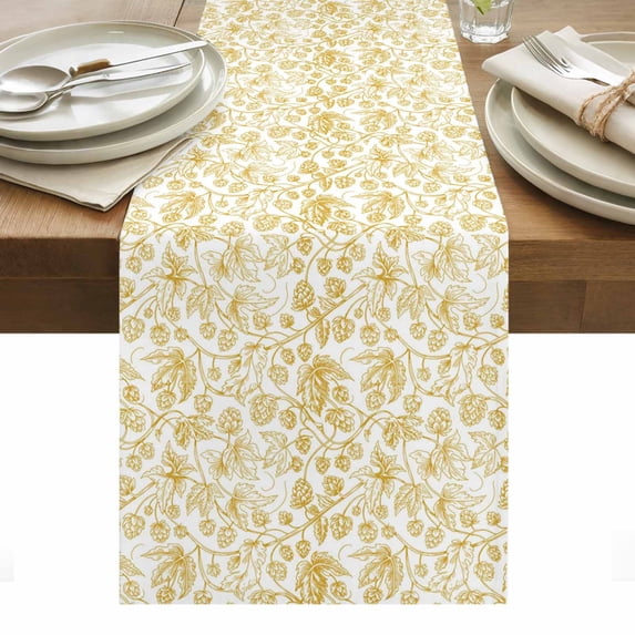 Table Runner Dresser Scarves 36 Inch Long,Bohemian Leaves Seamless Linen Dining Table Runners