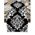 thumbnail image 1 of Table Runner Dresser Scarves 36 Inch Long, Classic Black and White Damask Linen Dining Table Runners Vintage Ethnic Floral Art Tabletop Scarf for Wedding Holiday Party Kitchen, 1 of 7