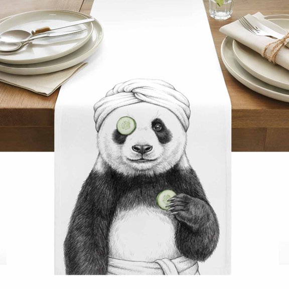 Table Runner Dresser Scarves 36 Inch Long,Cute Panda Bath Wrap SPA Linen Dining Table Runners