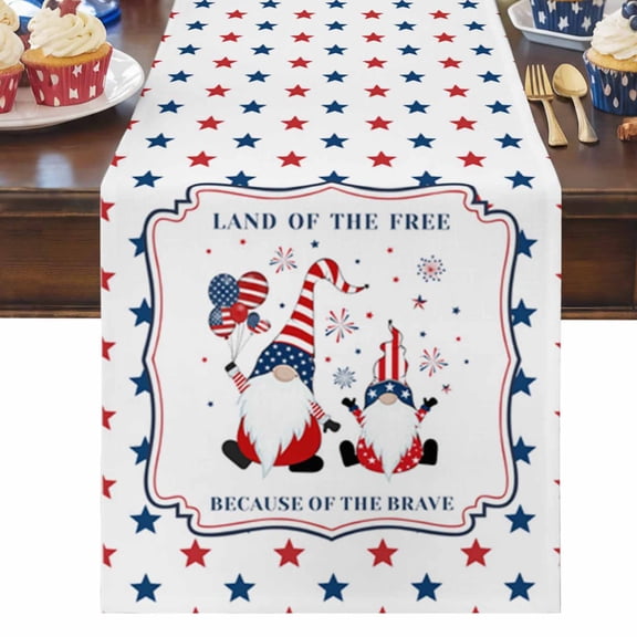 Table Runner Dresser Scarves 36 Inch Long,Funny Dwarfs and Flag Balloon Linen Dining Table Runners