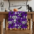 thumbnail image 1 of Table Runner Dresser Scarves 36 Inch Long,Halloween Pumpkin Ghost Face Linen Dining Table Runners Crow Hat Skull Purple White Black Tabletop Scarf for Wedding Holiday Party Kitchen, 1 of 9