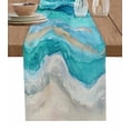 thumbnail image 1 of Table Runner Dresser Scarves 36 Inch Long,Marine Coastal Wave Turquoise Ombre Linen Dining Table Runners Abstract Ocean Sea Shore Tabletop Scarf for Wedding Holiday Party Kitchen, 1 of 9