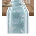 thumbnail image 1 of Table Runner Dresser Scarves 36 Inch Long,Marine Coral Octopus Starfish Shell Linen Dining Table Runners Underwater Life on Light Blue Tabletop Scarf for Wedding Holiday Party Kitchen, 1 of 9