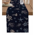 thumbnail image 1 of Table Runner Dresser Scarves 36 Inch Long,Marine Sea Turtle Starfish Coral Shell Linen Dining Table Runners Ocean Octopus on Navy Blue Tabletop Scarf for Wedding Holiday Party Kitchen, 1 of 9