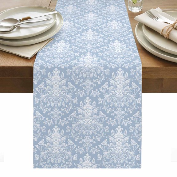 Table Runner Dresser Scarves 36 Inch Long,Medieval Turkey Pattern Linen Dining Table Runners