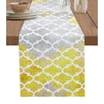 thumbnail image 1 of Table Runner Dresser Scarves 36 Inch Long, Modern Morocco Trellis Grid Tile Linen Dining Table Runners on Abstract Yellow Grey Tabletop Scarf for Wedding Holiday Party Kitchen, 1 of 7