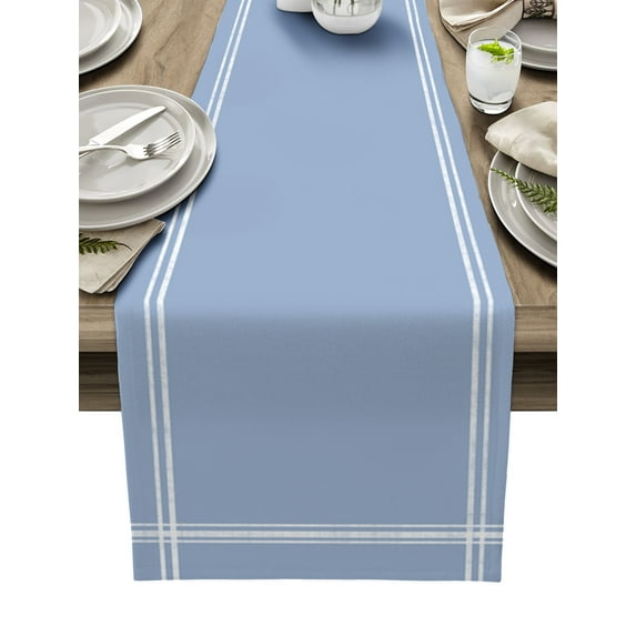 Table Runner Dresser Scarves 36 Inch Long, Modernity Minimalist Solid Color Linen Dining Table Runners Pure Wathet Baby Blue Tabletop Scarf for Wedding Holiday Party Kitchen