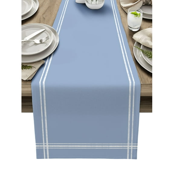 Table Runner Dresser Scarves 36 Inch Long, Modernity Minimalist Solid Color Linen Dining Table Runners Pure Wathet Baby Blue Tabletop Scarf for Wedding Holiday Party Kitchen