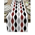 thumbnail image 1 of Table Runner Dresser Scarves 36 Inch Long, Mordern Art Geometric Pattern Linen Dining Table Runners Red Gary Black Texture Tabletop Scarf for Wedding Holiday Party Kitchen, 1 of 7