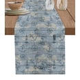thumbnail image 1 of Table Runner Dresser Scarves 36 Inch Long, Nautical Anchor Rudder Compass Linen Dining Table Runners Lighthouse Fish on Postcard Wooden Tabletop Scarf for Wedding Holiday Party Kitchen, 1 of 7
