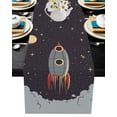 thumbnail image 1 of Table Runner Dresser Scarves 36 Inch Long, Outer Exploration Rocket Spaceship Linen Dining Table Runners Moon Night Dark Tabletop Scarf for Wedding Holiday Party Kitchen, 1 of 7