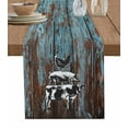 thumbnail image 1 of Table Runner Dresser Scarves 36 Inch Long, Rustic Farm Animals Cow Pig Chick Mottled Wood Plank Linen Dining Table Runners Retro Tabletop Scarf for Wedding Holiday Party Kitchen, 1 of 7
