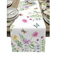 thumbnail image 1 of Table Runner Dresser Scarves 36 Inch Long, Spring Blossom Flowers and Butterfly Linen Dining Table Runners Botanical Plants on White Tabletop Scarf for Wedding Holiday Party Kitchen, 1 of 7