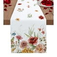 thumbnail image 1 of Table Runner Dresser Scarves 36 Inch Long, Spring Blossoming Floral with Butterfly Linen Dining Table Runners Garden Floral Art on White Tabletop Scarf for Wedding Holiday Party Kitchen, 1 of 7