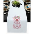thumbnail image 1 of Table Runner Dresser Scarves 36 Inch Long, Spring Cute Pink Pig and Flowers Wreath Linen Dining Table Runners Farm Animals on White Tabletop Scarf for Wedding Holiday Party Kitchen, 1 of 7