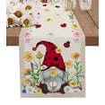 thumbnail image 1 of Table Runner Dresser Scarves 36 Inch Long, Spring Dwarf with Daisy Ladybird Linen Dining Table Runners Retro Farm Burlap Linen Texture Tabletop Scarf for Wedding Holiday Party Kitchen, 1 of 7
