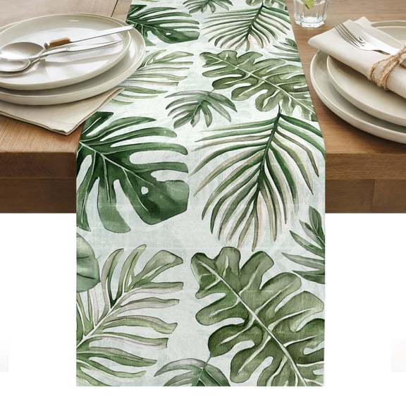 Table Runner Dresser Scarves 36 Inch Long,Summer Tropical Sun-kissed Foliage Linen Dining Table Runners