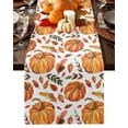 thumbnail image 1 of Table Runner Dresser Scarves 36 Inch Long,Thanksgiving Watercolor Pumpkin Linen Dining Table Runners Fall Maple Leaves on White Tabletop Scarf for Wedding Holiday Party Kitchen, 1 of 9