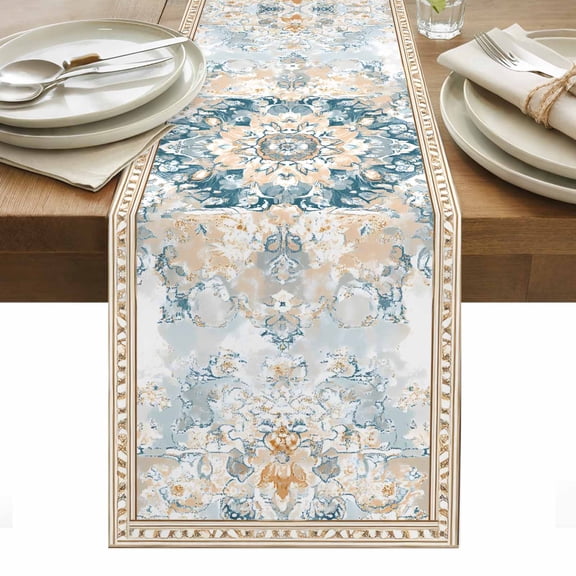 Table Runner Dresser Scarves 36 Inch Long,Vintage Watercolor Floral Pattern Linen Dining Table Runners