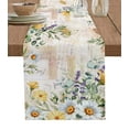 thumbnail image 1 of Table Runner Dresser Scarves 36 Inch Long, Watercolor Floral Eucalyptus Leaf Linen Dining Table Runners Flower on Vintage Newspaper Tabletop Scarf for Wedding Holiday Party Kitchen, 1 of 7