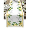 thumbnail image 1 of Table Runner Dresser Scarves 36 Inch Long, Yellow Lemon and Green Leaves Linen Dining Table Runners Watercolor Fruit Sketch on White Tabletop Scarf for Wedding Holiday Party Kitchen, 1 of 7