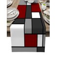 thumbnail image 1 of Table Runner Dresser Scarves 48 Inch Long, Abstract Geometric Color Block Modern Art Linen Dining Table Runners Minimalist White Red Grey Tabletop Scarf for Wedding Holiday Party Kitchen, 1 of 7