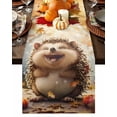thumbnail image 1 of Table Runner Dresser Scarves 48 Inch Long,Cartoon Hedgehog Autumn Maple Leaves Pumpkin Linen Dining Table Runners, 1 of 9