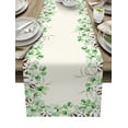 thumbnail image 1 of Table Runner Dresser Scarves 48 Inch Long, Cotton Plant Green Eucalyptus Leaves Linen Dining Table Runners Watercolor Foliage Leaf on Beige Tabletop Scarf for Wedding Holiday Party Kitchen, 1 of 7