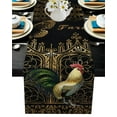 thumbnail image 1 of Table Runner Dresser Scarves 48 Inch Long, Farmhouse Cock Rooster Animal Linen Dining Table Runners Retro Gold Plant Texture on Black Tabletop Scarf for Wedding Holiday Party Kitchen, 1 of 7