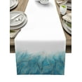 thumbnail image 1 of Table Runner Dresser Scarves 48 Inch Long, Geometric Gold Stripe Leaves Plant Linen Dining Table Runners Abstract Blue White Color Ombre Tabletop Scarf for Wedding Holiday Party Kitchen, 1 of 7