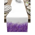 thumbnail image 1 of Table Runner Dresser Scarves 48 Inch Long, Gold Stripe Leaves Texture on Ombre Linen Dining Table Runners Abstract Purple White Gradient Tabletop Scarf for Wedding Holiday Party Kitchen, 1 of 7
