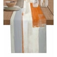 thumbnail image 1 of Table Runner Dresser Scarves 48 Inch Long, Gray Orange Paint Smear Geometric Lattice Linen Dining Table Runners Modern Abstract Tabletop Scarf for Wedding Holiday Party Kitchen, 1 of 7