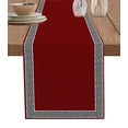 thumbnail image 1 of Table Runner Dresser Scarves 48 Inch Long, Greek Geometric Inspired Twist Line Linen Dining Table Runners Abstract Key Pattern on Red Tabletop Scarf for Wedding Holiday Party Kitchen, 1 of 7