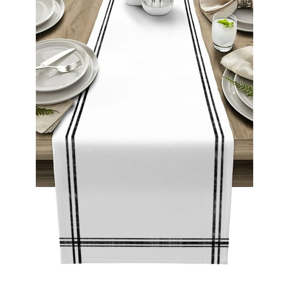 Table Runner Dresser Scarves 48 Inch Long, Minimalist Modern Art Linen Dining Table Runners Solid Pure White Color Tabletop Scarf for Wedding Holiday Party Kitchen